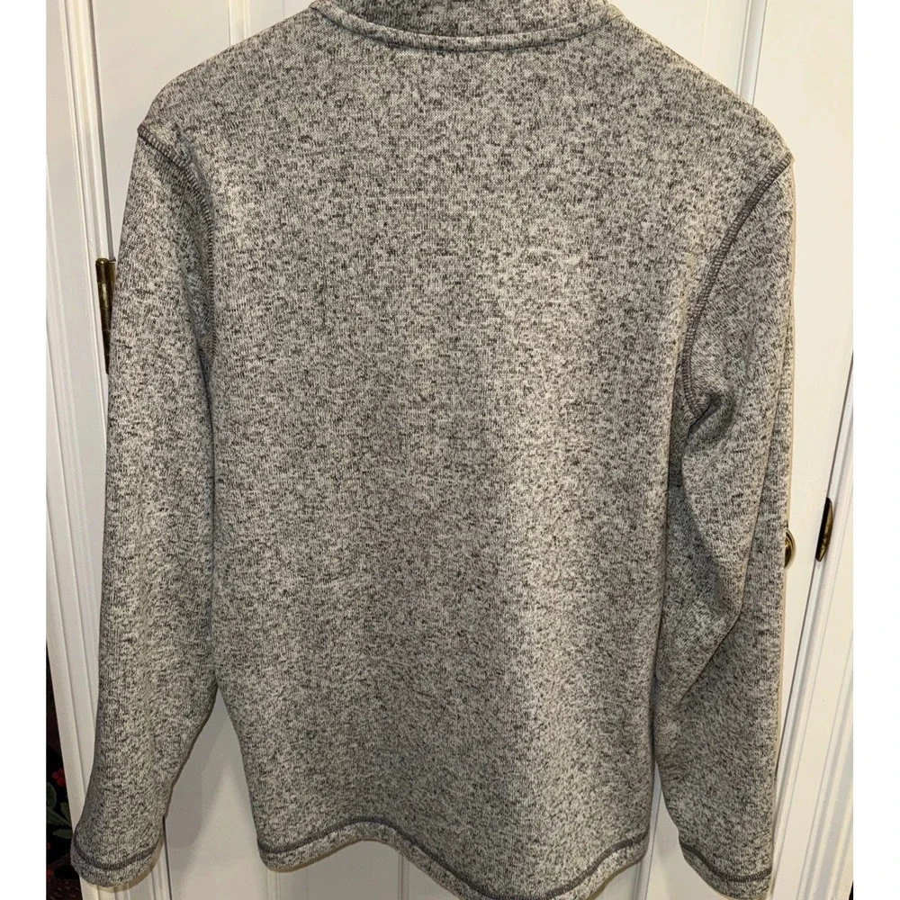 Eddie Bauer Grey Brown Convector Snap‎ Pullover Men's Long Sleeve Fleece Medium - Picture 6 of 8